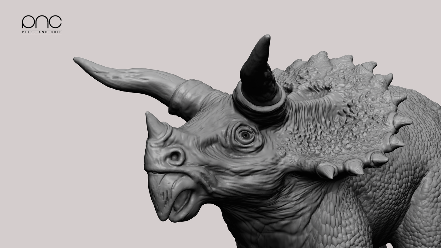 Triceratops stl 3mf 3D print ready dinosaurs model